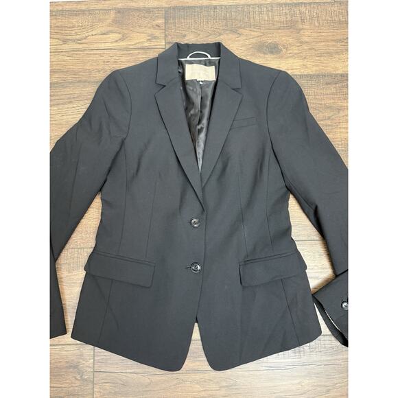 Banana Republic Blazer Womens 8 Black Slim Fit Wool Blend 2 Button Career Preppy - Picture 2 of 7